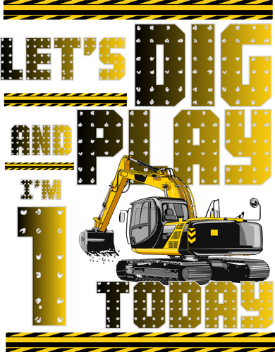 Let's Dig And Play I'm 1 Today 1st Birthday Party Excavator Baby Bodysuit