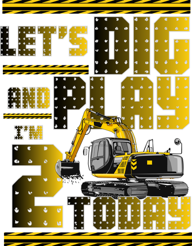 Let's Dig And Play I'm 2 Today 2nd Birthday Party Excavator Kids Plaid Pajama Set