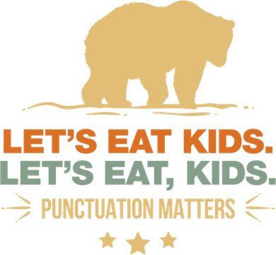 Let's Eat Kids Punctuation Matters Bear Funny Grammar Cool Gift Button