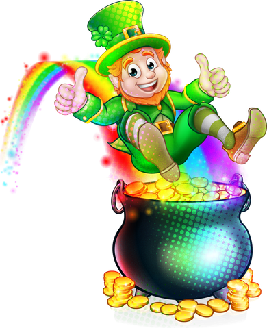 Rainbow Leprechaun Sliding Into A Pot Of  Gold Golf Towel