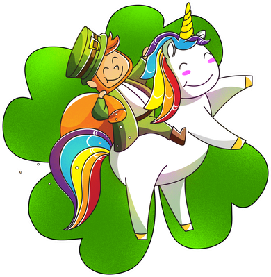Cute Leprechaun Riding Unicorn Visor