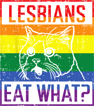Lesbians Eat What Cat Funny Humor Pun LGBTQ Pride Flag Women Women's Long Sleeve Shirt