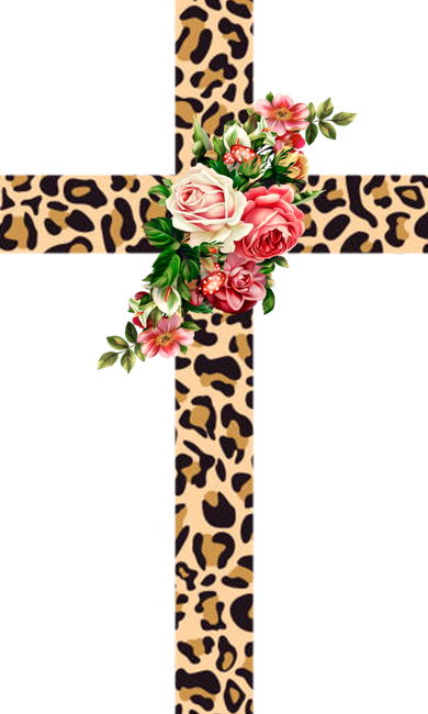 Leopard Flower Cross Women's V-Neck T-Shirt