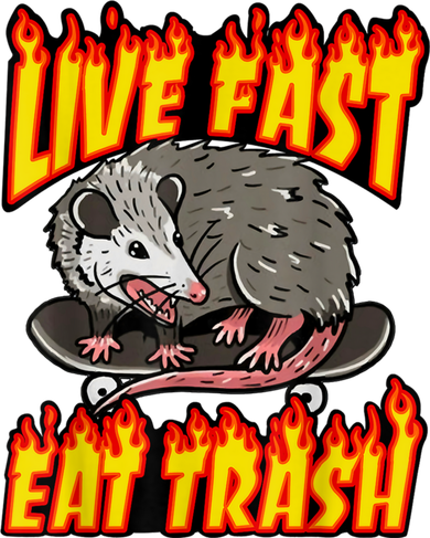 Live Fast Eat Trash Possum Vintage Funny Skateboard Toddler Long Sleeve