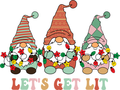 Let's Get Lit Christmas Gnome Lights Funny Xmas Gift Beanie