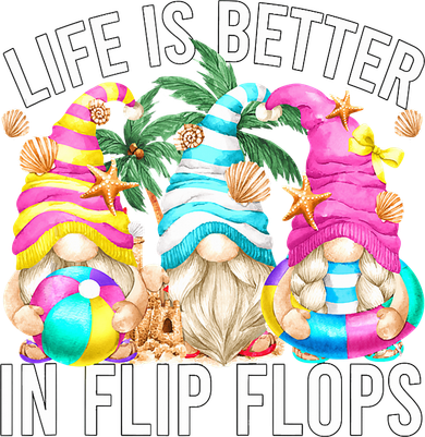 Life Is Better In Flip Flops For Beach Girls Summer Gnomes Hooded Wearable Blanket