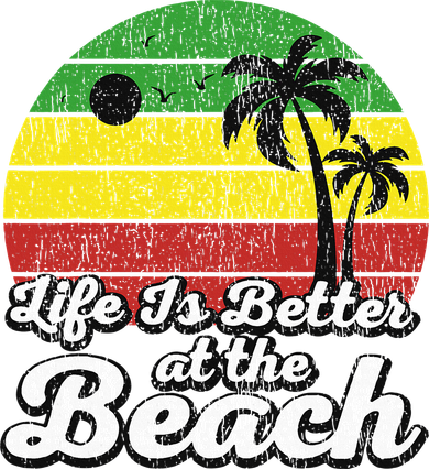 Life Is Better At The Beach Vintage Palm Tree Beach Vacation Coaster