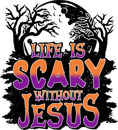 Life Is Scary Without Jesus Christian Halloween Tree Bible Coaster
