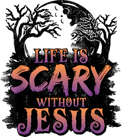 Life Is Scary Without Jesus Funny Halloween Christian Kids Sweatshirt