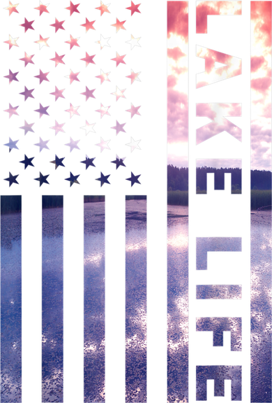 Lake Life American Flag Dock Sunset Wakeboarder Power Boat Women's Tank Top