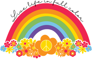 Live Life In Full Color Rainbow Peace Floral T-Shirt