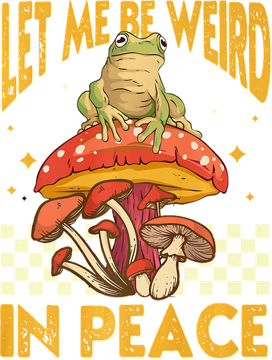 Let Me Be Weird In Peace Funny Cute Mushroom Frog Vintage Premium Doggie Tank