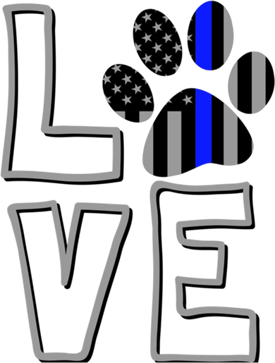 Love Police Dog Paw Print Thin Blue Line K9 Gift Hooded Wearable Blanket