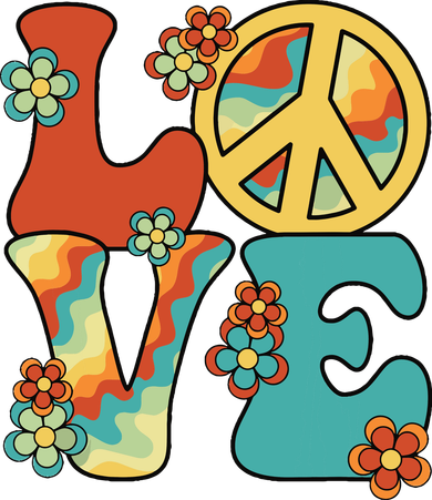 Love Peace Sign 60s 70s Costume Party Outfit Groovy Hippie Tote Bag