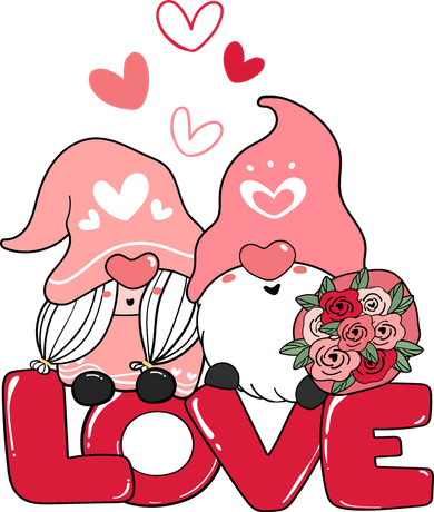 Love Romantic Gnome Couple Valentines Day Kids T-Shirt
