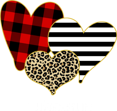 Leopard Red Plaid Striped Hearts Teacher Life Valentines Day Doddie Hoodie