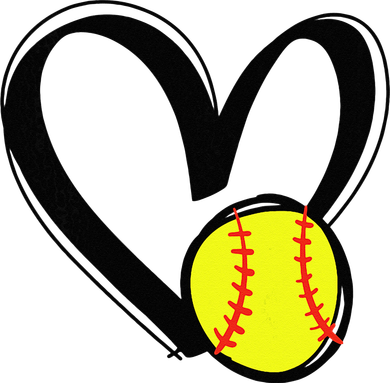 Love Softball Heart Golf Towel