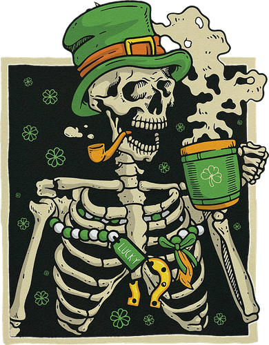 Lucky Saint Patrick's Day Skeleton Drinking Shamrock Coffee Women's Tank Top