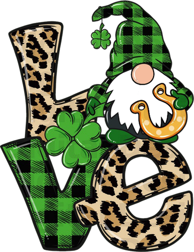 Love St Patricks Day Leopard Checkered Irish Gnome Beanie
