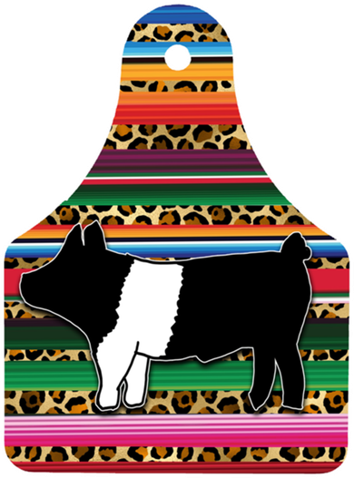 Livestock Show Pig Cheetah Serape Ear Tag Hamp Swine Gift Button