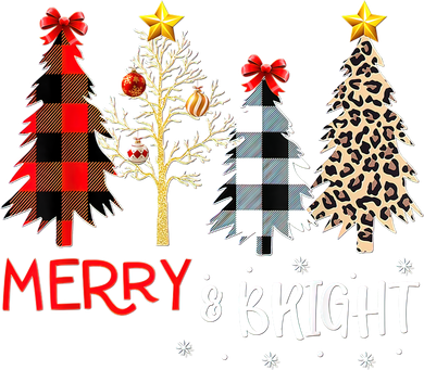 Merry And Bright Women Funny Leopard Plaid Christmas Trees Kids Long Sleeve Shirt