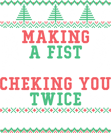Making A Fist Checking You Twice Hockey Sport Ugly Christmas Cool Gift Women's Long Sleeve Shirt