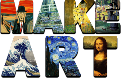 MAKE ART Funny Artist Artistic Humor Famous Paintings Button