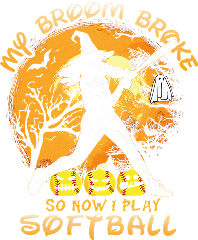 My Broom Broke So Now I Play Softball Baseball Halloween Doggie Tank