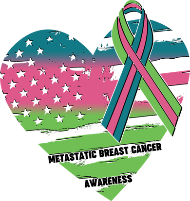 Metastatic Breast Cancer Awareness USA American Flag Ribbon Heart Toddler Long Sleeve