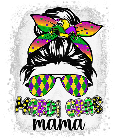Messy Bun Hair Glasses New Orleans Carnival Mardi Gras Mama Toddler T-Shirt
