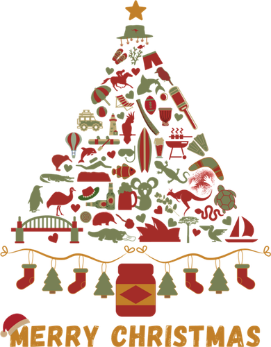 Merry Christmas Australia Australian Christmas Tree Made Up Of IconsSymbols (I Tumbler