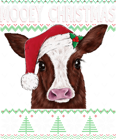 Mooey Christmas Cow Christmas Ugly Sweater Kids T-Shirt
