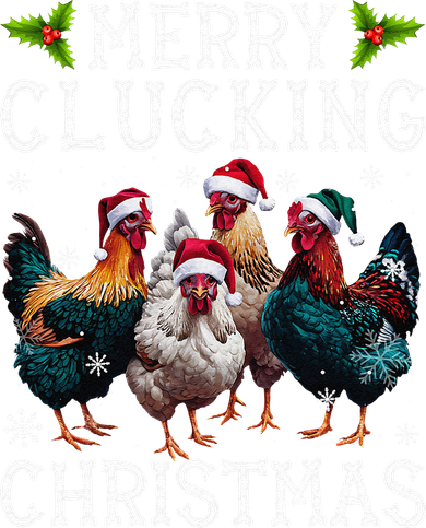 Merry Clucking Christmas Funny Chicken Lights Santa Hat Xmas Women's T-Shirt