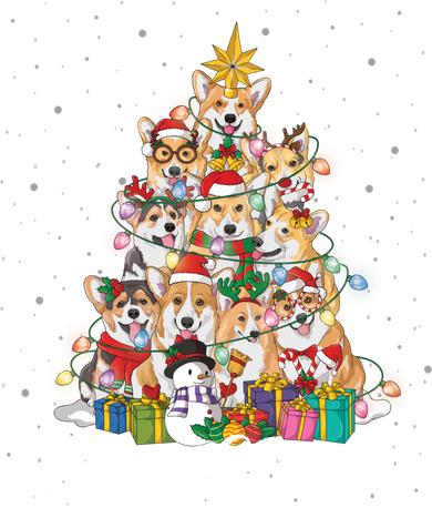 Merry Corgmas Corgi Christmas Tree Fairy Lights Dog Lover Funny Gift Kids Hoodie