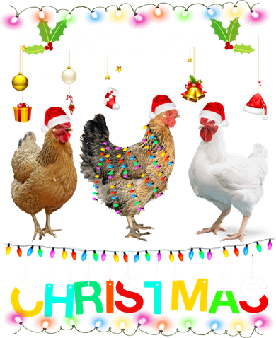 Merry Christmas Chicken Santa Hat Lights Xmas Funny Long Sleeve T Women's T-Shirt
