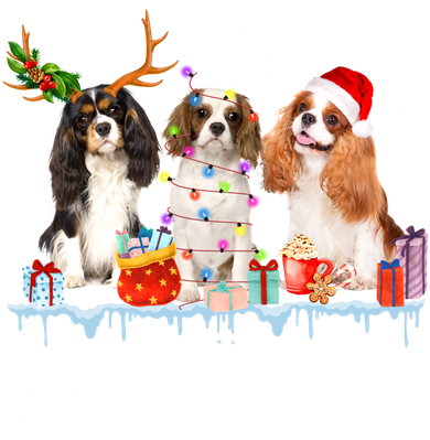 Merry Christmas Cavalier King Charles Spaniel Santa Light Gift Button