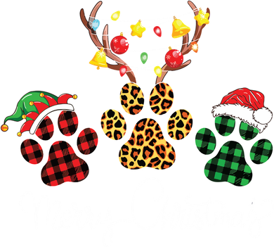 Merry Christmas Dog Paws Lights Buffalo Plaid Leopard Xmas Santa Hat