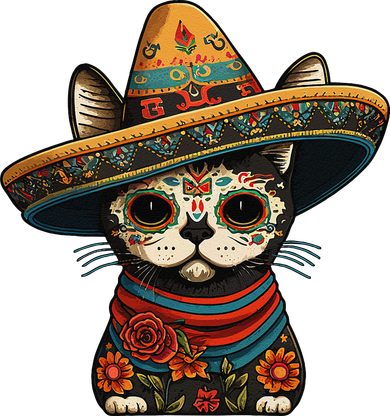 Mexican Cinco De Mayo Sugar Skull Sombrero Cat Backpack