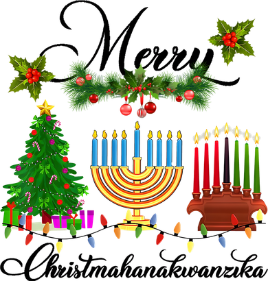 Merry Christmas Hanukkah Kwanzaa Hanukkah Jewish Hooded Wearable Blanket