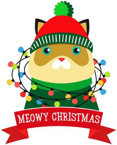 Meowy Christmas Cat Lights Hooded Wearable Blanket
