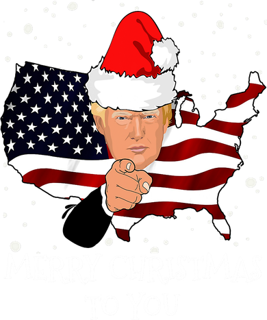 Merry Christmas President Trump Santa Hat America Flag Kids Long Sleeve Shirt