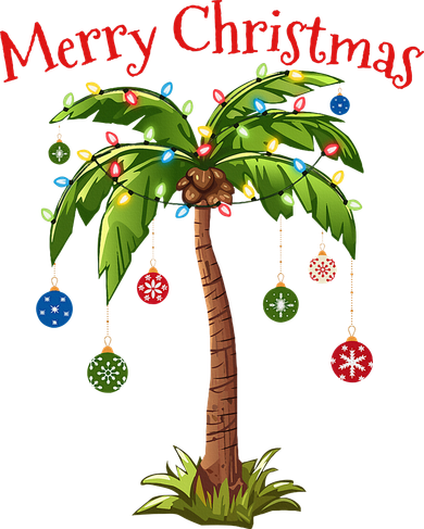 Merry Christmas Palm Tree Light Hawaiian Tropical Christmas Ornament
