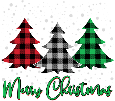 Merry Christmas Plaid Trees Women's Long Sleeve Shirt