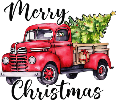Merry Christmas Red Truck Tote Bag