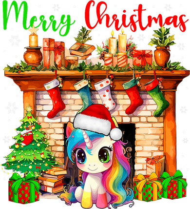 Merry Christmas Santa Unicorn Xmas Symbols Matching Family Kids T-Shirt