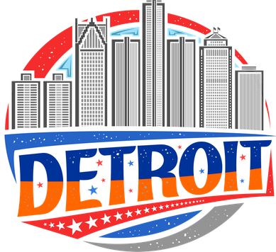 Modern Detroit City Scape Kids Hoodie