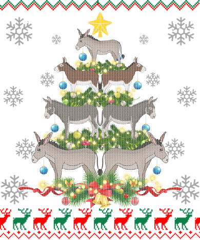 Mule Donkey Christmas Ornat Tree Funny Gift Ugly Sweater Gift Baby Bodysuit