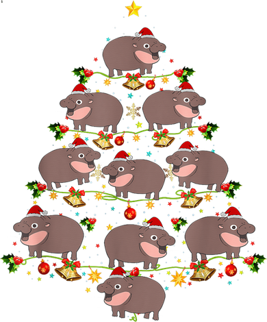 Moo Deng Christmas Tree Funny Christmas Cute Moo Deng Tote Bag