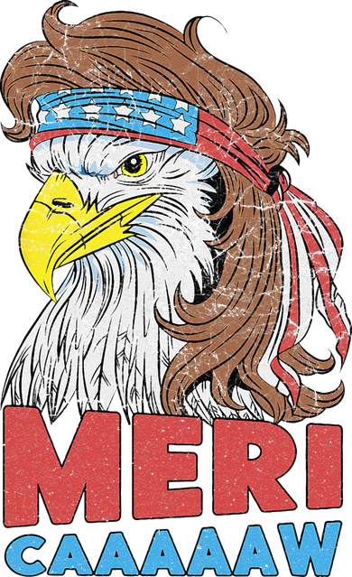 mericaaaaaw Eagle Mullet 4th Of July USA American Flag Button