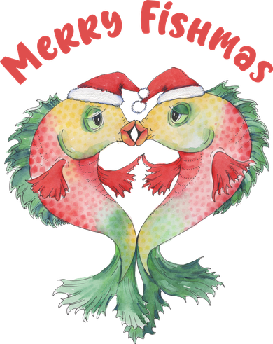 Merry FIshmas Cute Fish Christmas Gift Button
